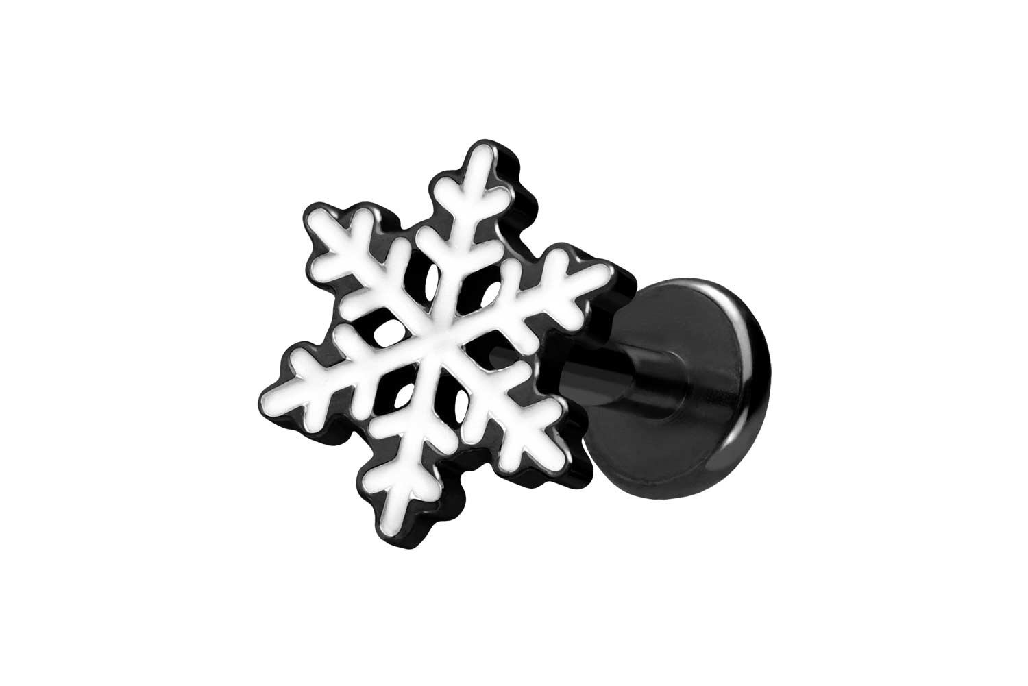 Titan Labret Piercing mit Push Fit SCHNEEFLOCKE